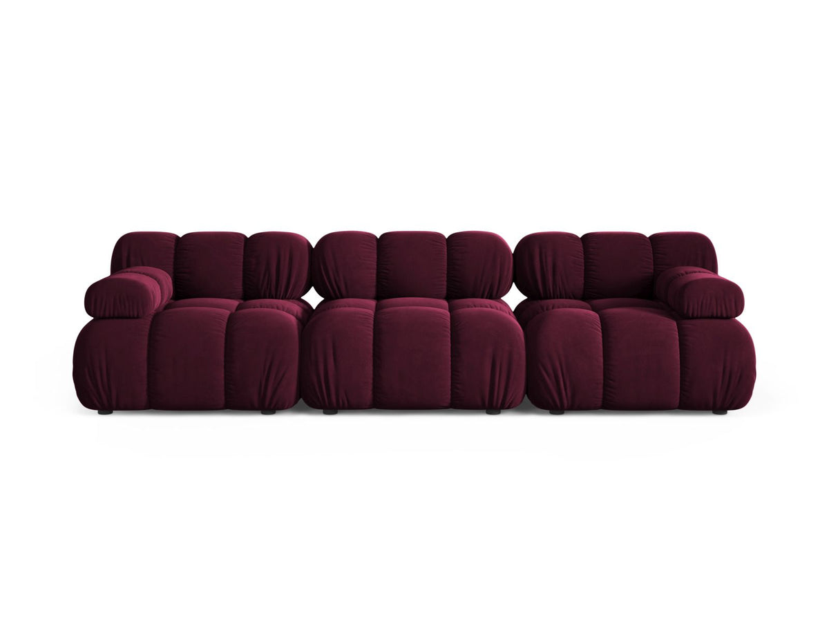 Divano Modulare in Velluto, "Bellis", 3 Posti, 282x94x70 - Borgogna