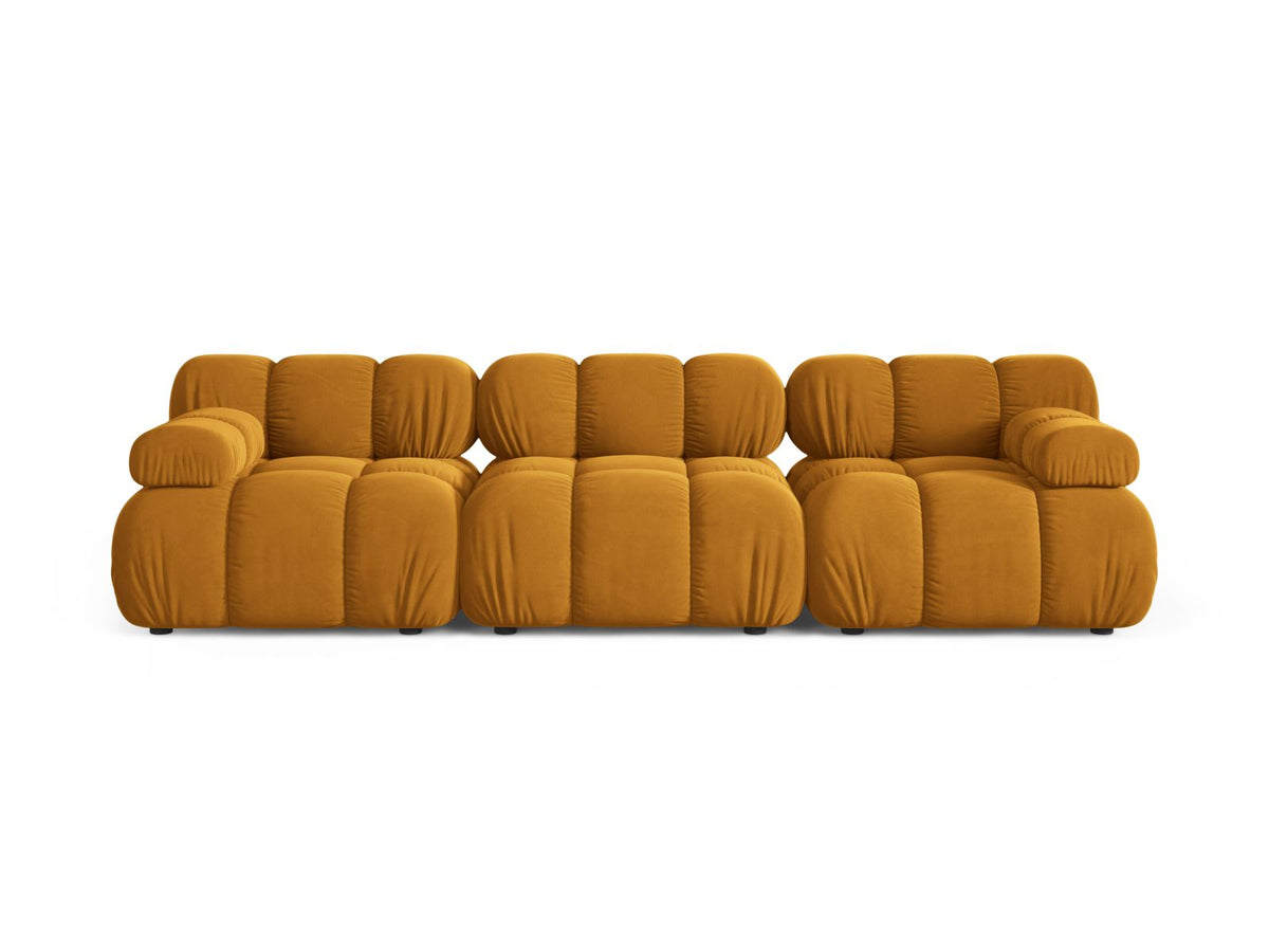 Divano Modulare in Velluto, "Bellis", 3 Posti, 282x94x70 - Giallo