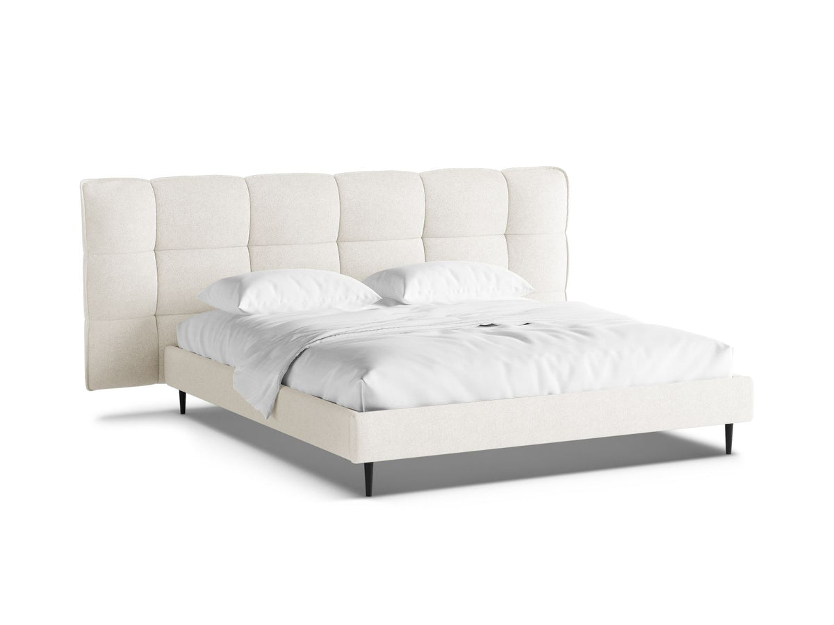 Letto Contenitore con Testata Eric Gambe metallo nero - Avorio 180x200
