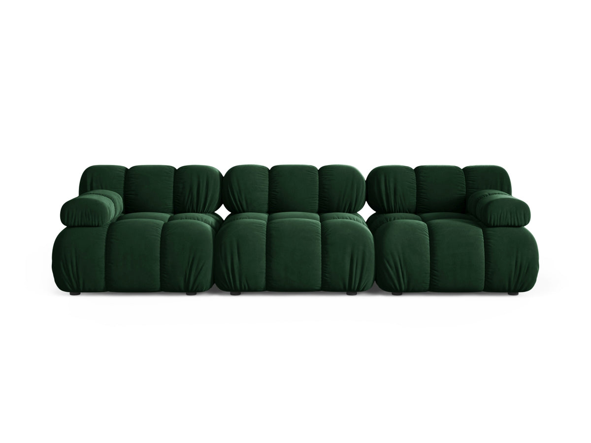 Divano Modulare in Velluto, "Bellis", 3 Posti, 282x94x70 - Verde Bottiglia