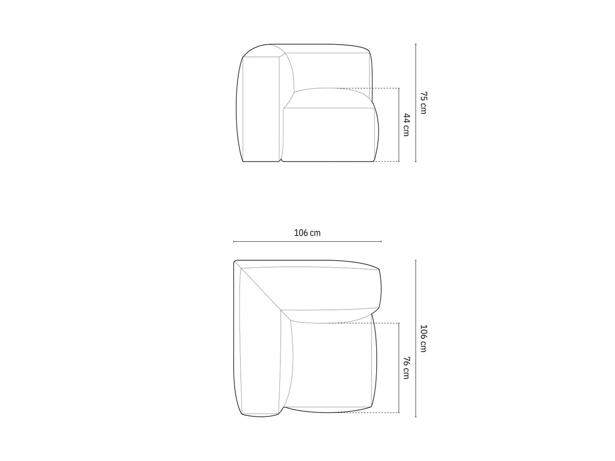 Modulo Angolare Martina, 1 Posto, 106x106x75