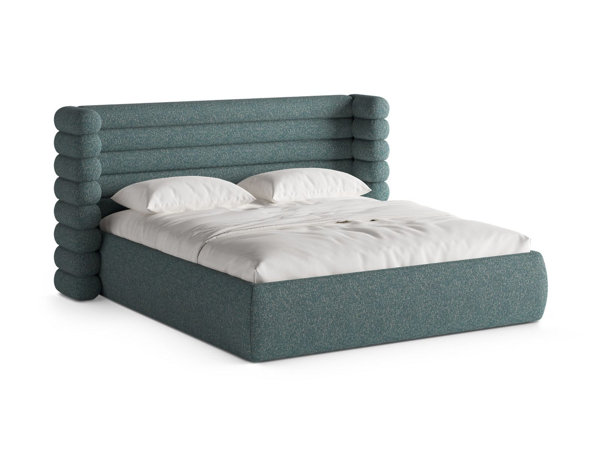 Letto con Contenitore e Testata, "Mount", 228x236x120 - Blu Melange