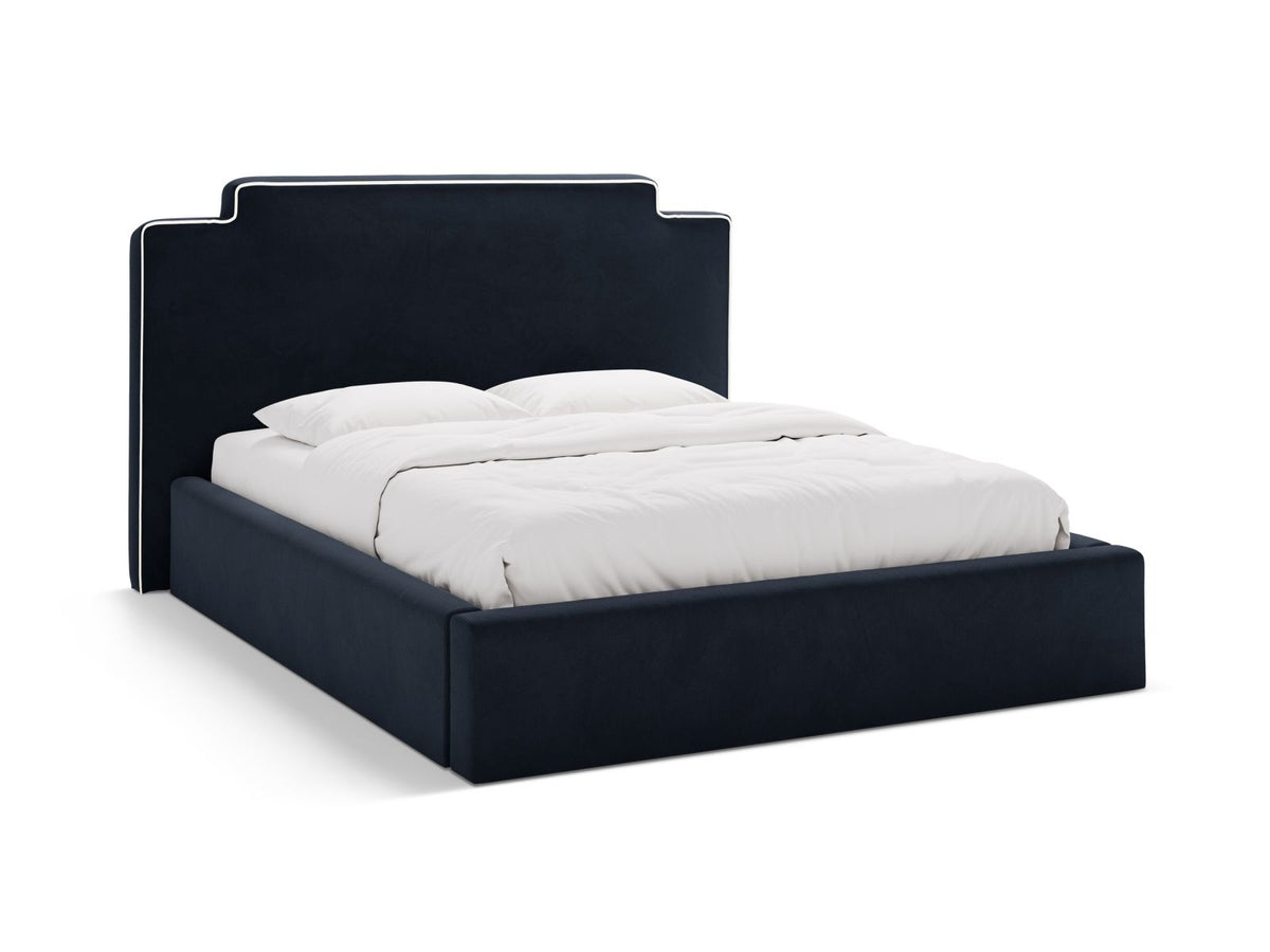 Letto Contenitore con Testata Princess - Avorio, Blu Reale 160x200