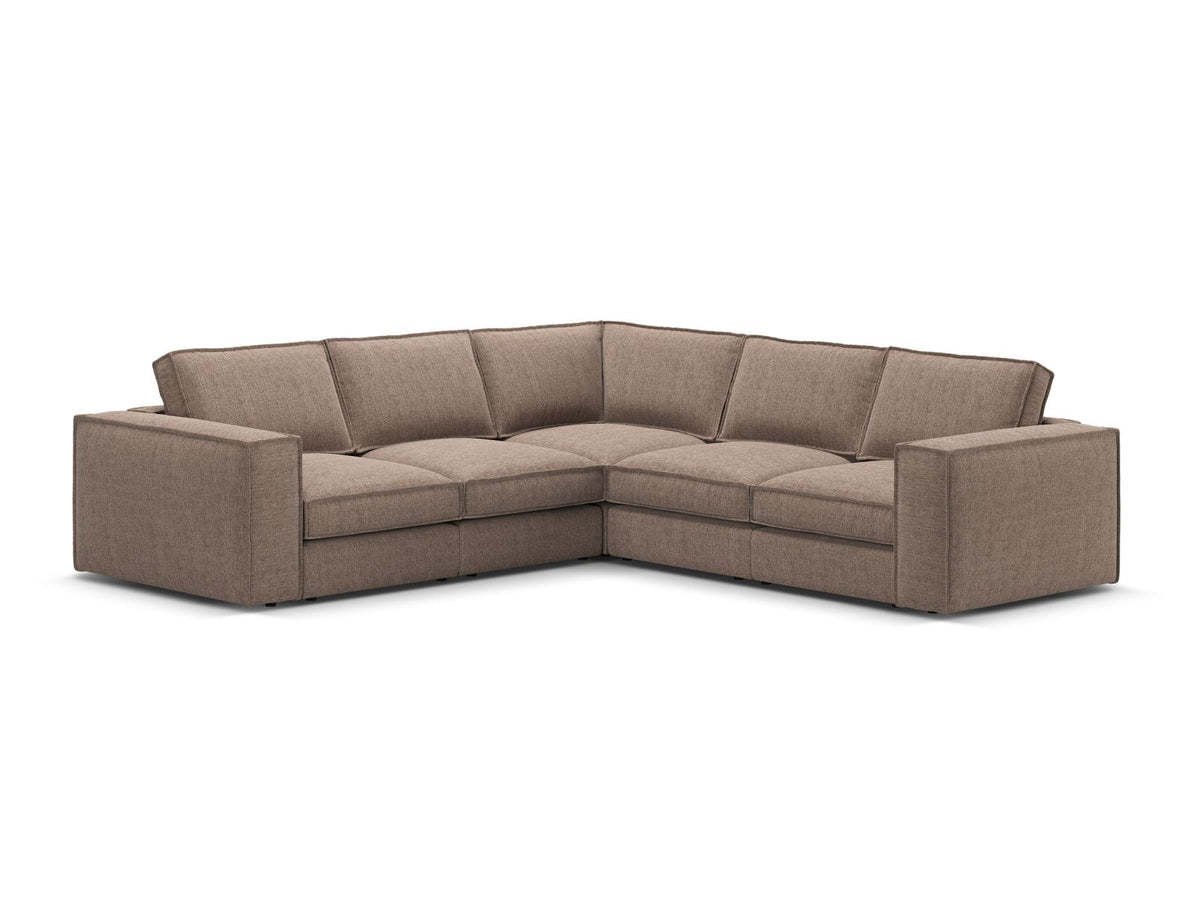 Divano Angolare Modulare Simmetrico, "Pola", 4 Posti, 284x284x88 - Marrone Chiaro