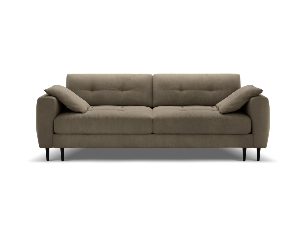 Divano Letto con Contenitore in Velluto, "Bemy", 3 Posti, 242x110x92 - Grigio Bruno