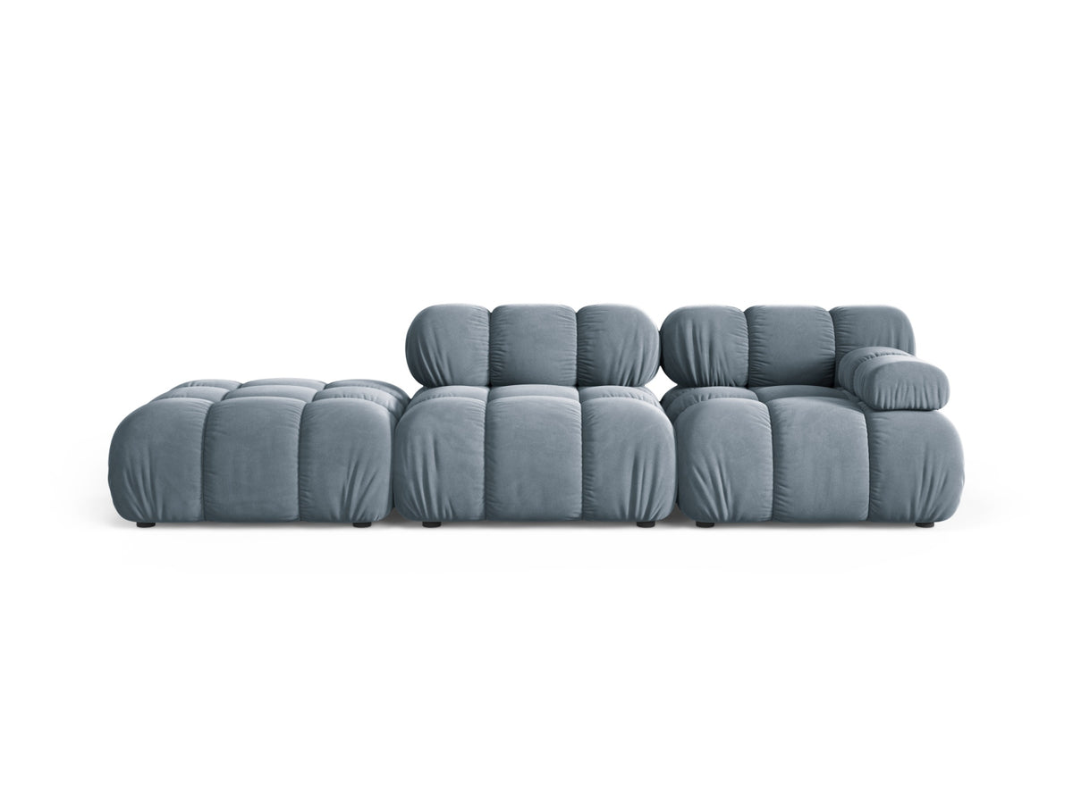 Divano Modulare Sinistro in Velluto, "Bellis", 4 Posti, 282x94x70 - Blu Chiaro