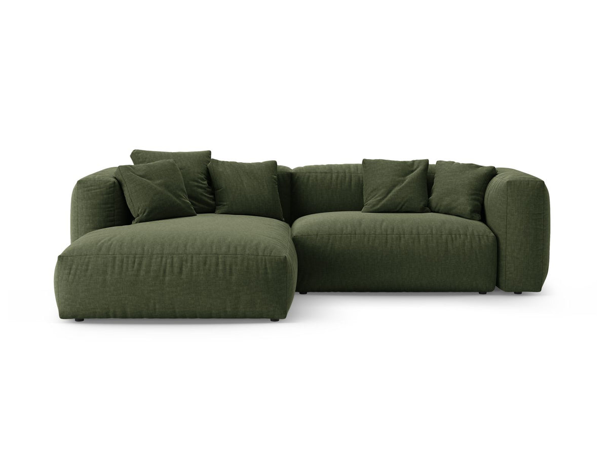 Divano Angolare Sinistro con Funzione Letto, "Martina", 4 Posti, 280x170x75 - Verde