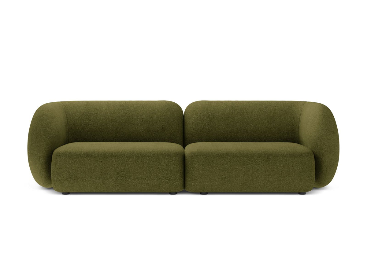 Divano Modulare in Bouclé, "Kate", 4 Posti, 243x99x76 - Verde Oliva Scuro