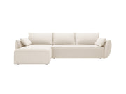 Divano Angolare Sinistro Letto con Contenitore, "Kaelle", 4 Posti, 252x165x87 - Beige Chiaro