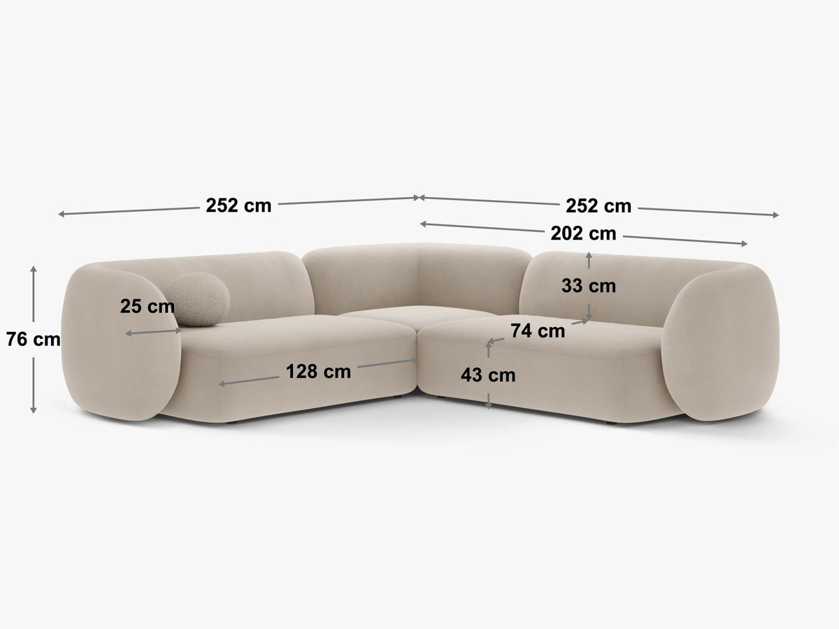 Divano Angolare Simmetrico Componibile Kate, 5 Posti, 252x252x76