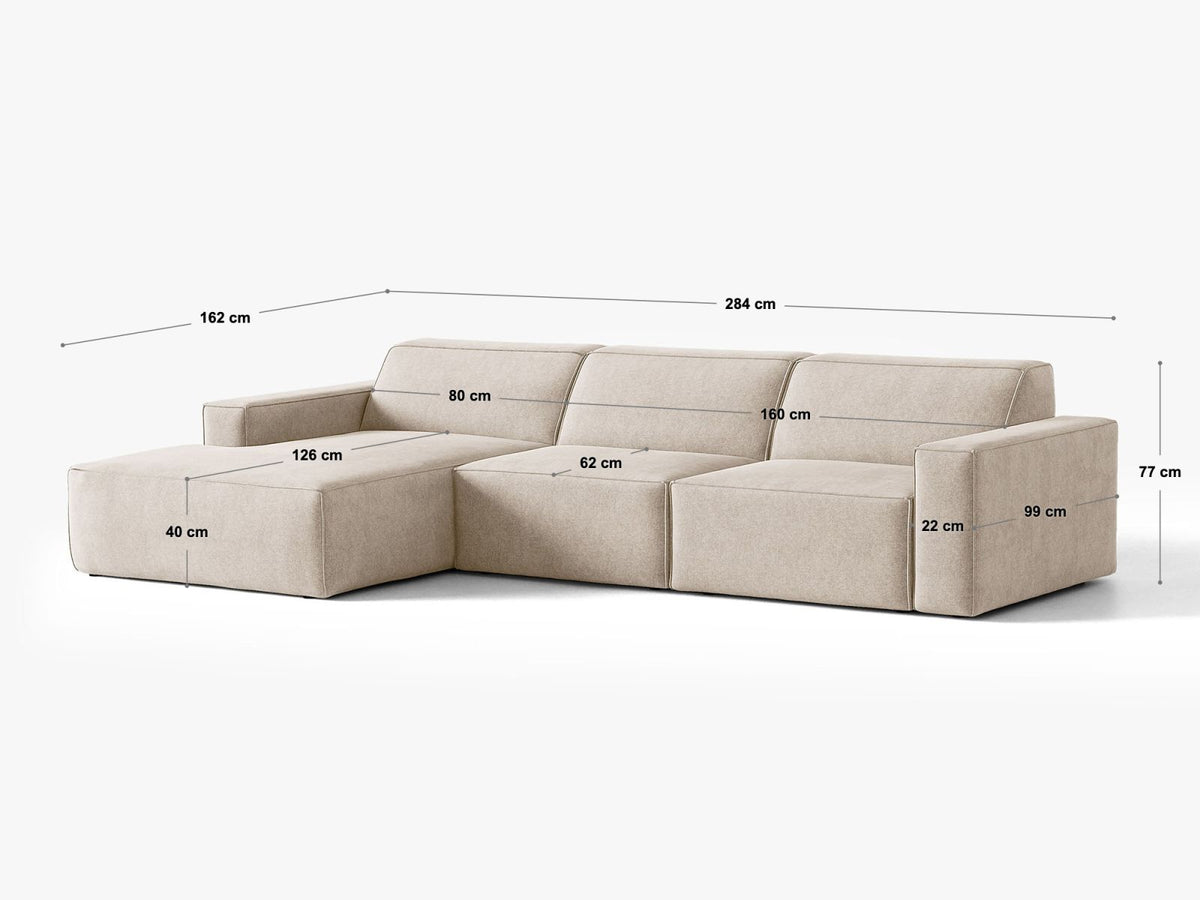 Divano Angolare Componibile Jodie, 4 Posti, 162x284x77