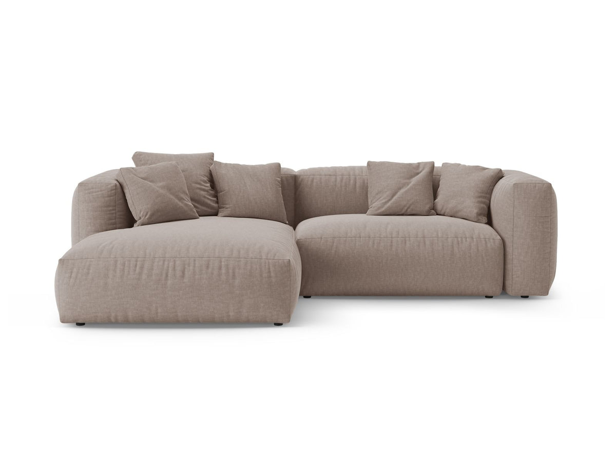 Divano Angolare Sinistro con Funzione Letto, "Martina", 4 Posti, 280x170x75 - Beige Scuro