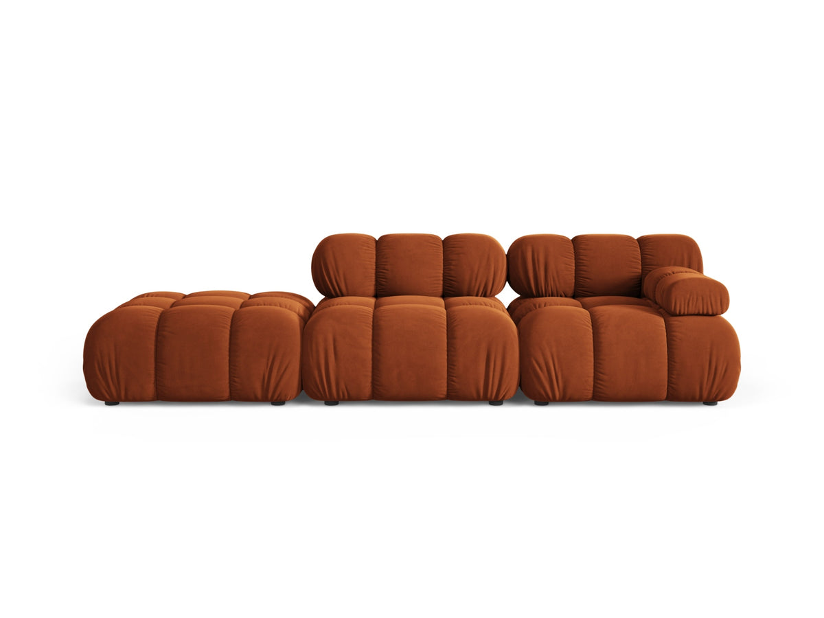 Divano Modulare Sinistro in Velluto, "Bellis", 4 Posti, 282x94x70 - Terracotta