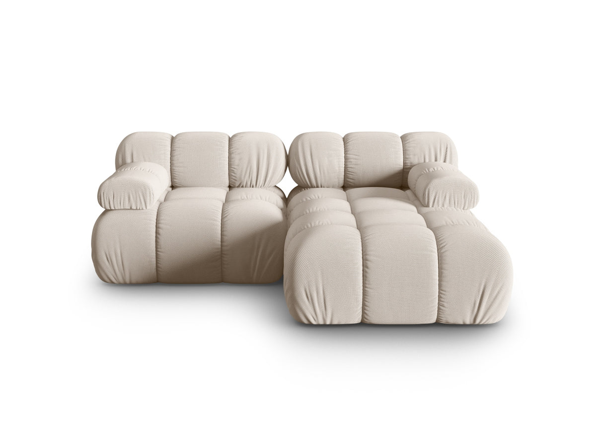 Divano Angolare Modulare Destro, "Bellis", 3 Posti, 188x155x70 - Beige Chiaro