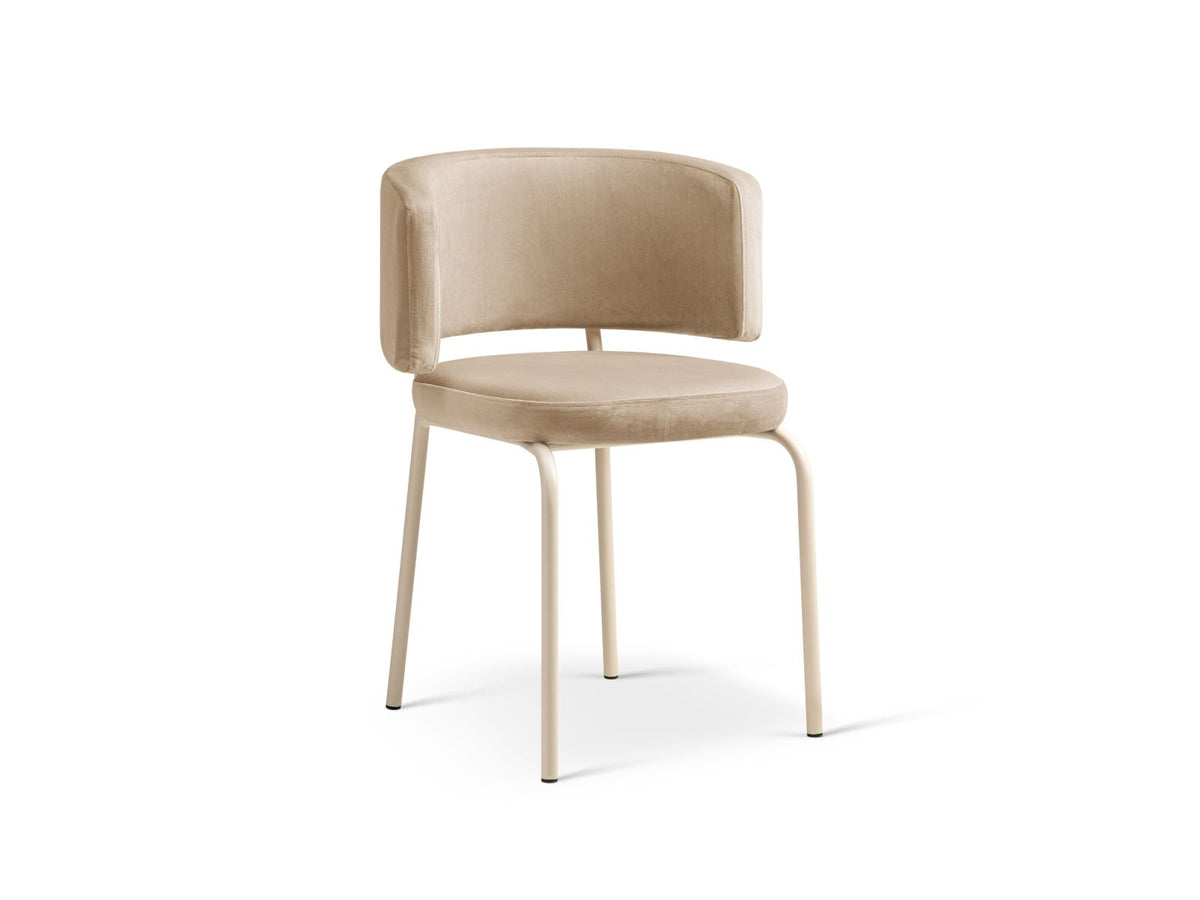 Sedia in Velluto, "Dora", 1 Posto, 58x57x75 - Beige Mandorla