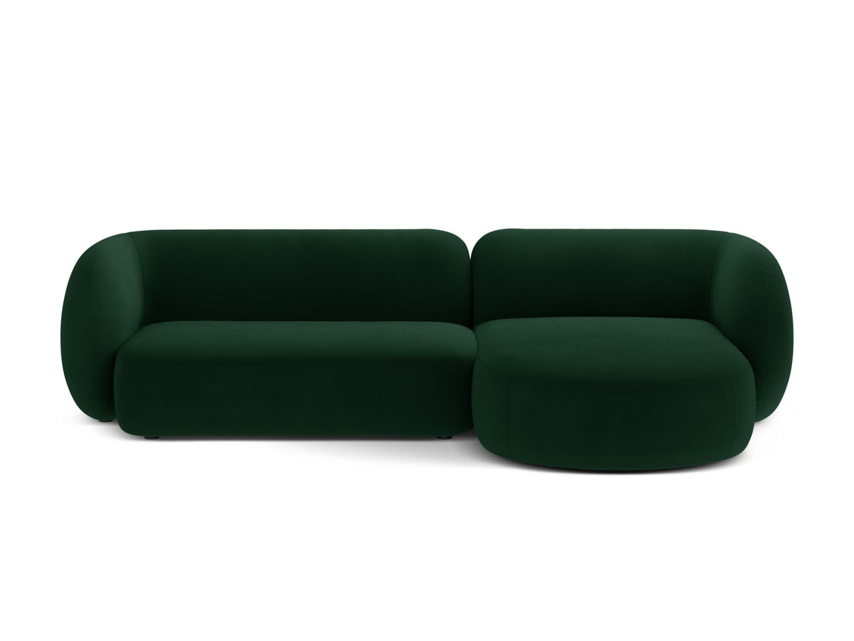 Divano Angolare Modulare Destro in Velluto, "Kate", 3 Posti, 285x176x76 - Verde Bottiglia