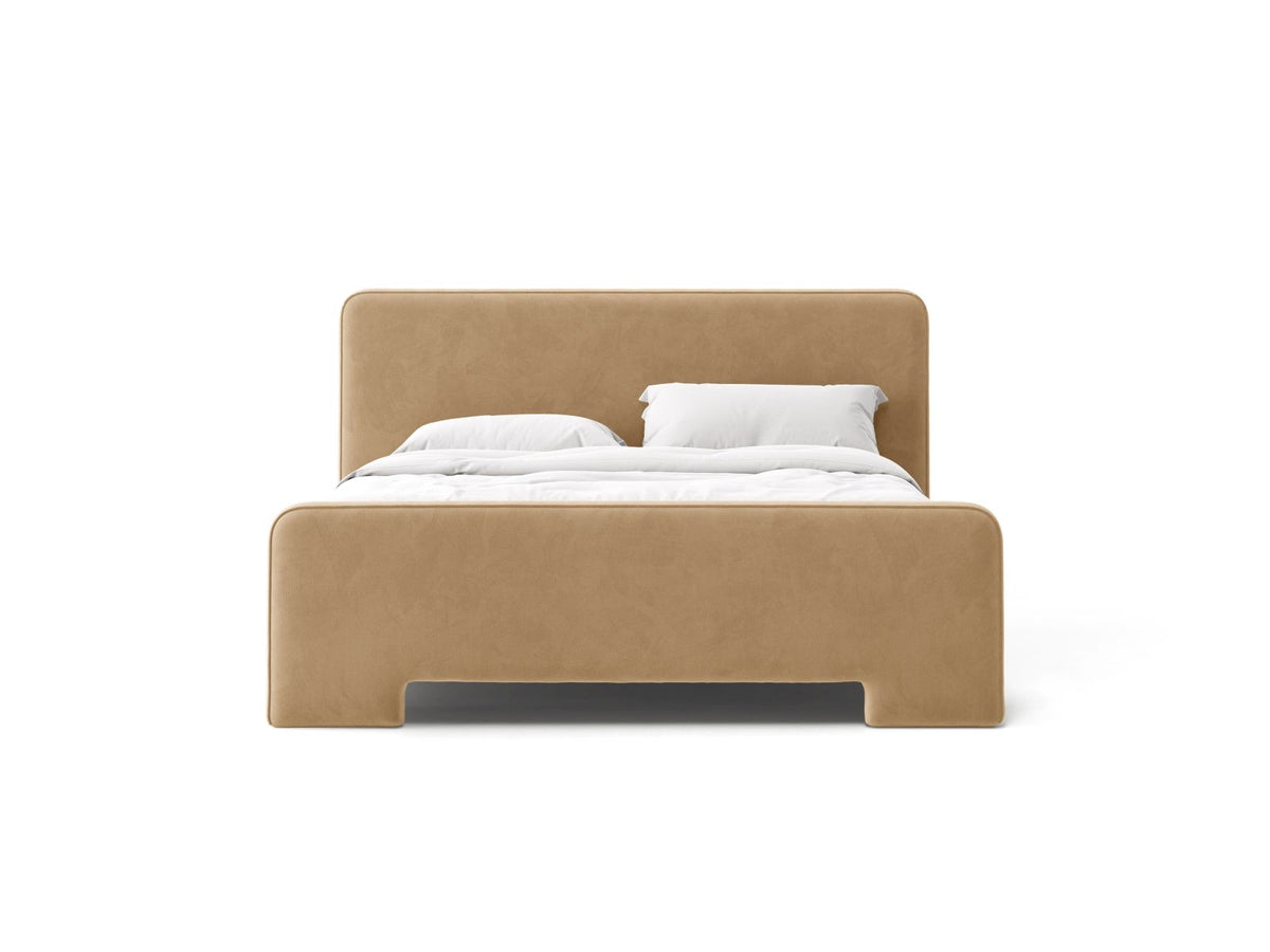 Letto con Testata Eda - Beige Mandorla 180x200