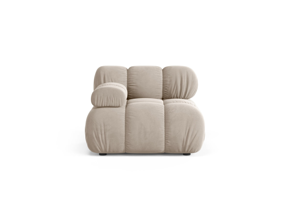 Modulo Sinistro in Velluto, "Bellis", 1 Posto, 94x94x70 - Beige Scuro