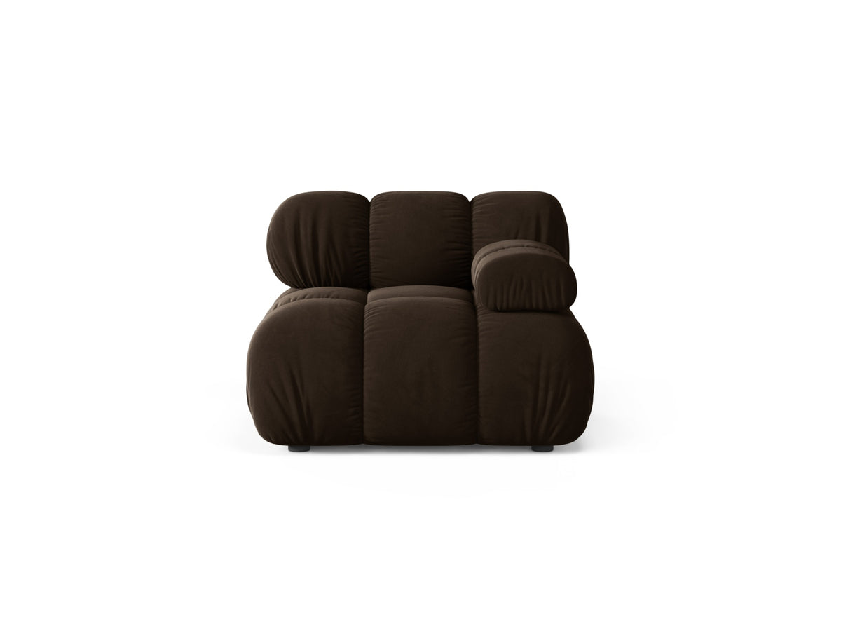 Modulo Destro in Velluto, "Bellis", 1 Posto, 94x94x70 - Marrone Scuro