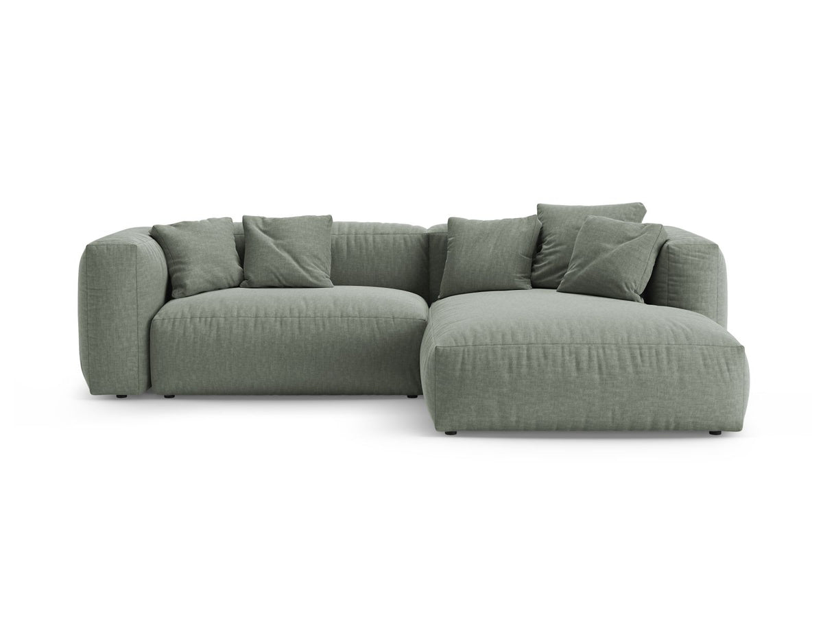 Divano Angolare Destro con Funzione Letto, "Martina", 4 Posti, 280x170x75 - Verde Muschio