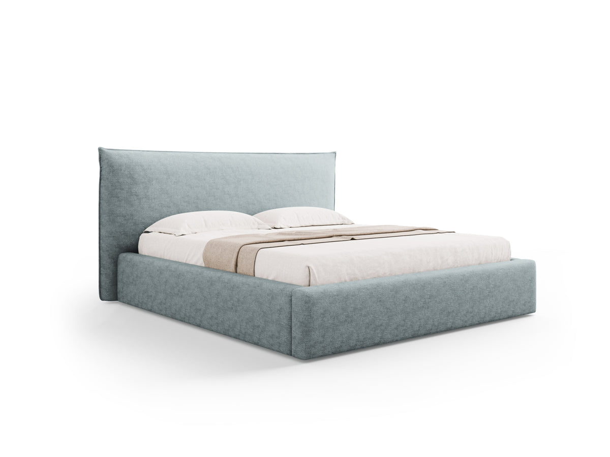 Letto con Contenitore e Testata, "Kaelle", 223x220x111 - Blu Chiaro