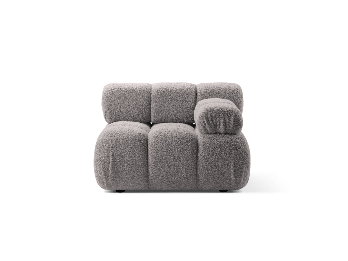 Modulo Destro in Bouclé, "Bellis", 1 Posto, 94x94x70 - Grigio Chiaro