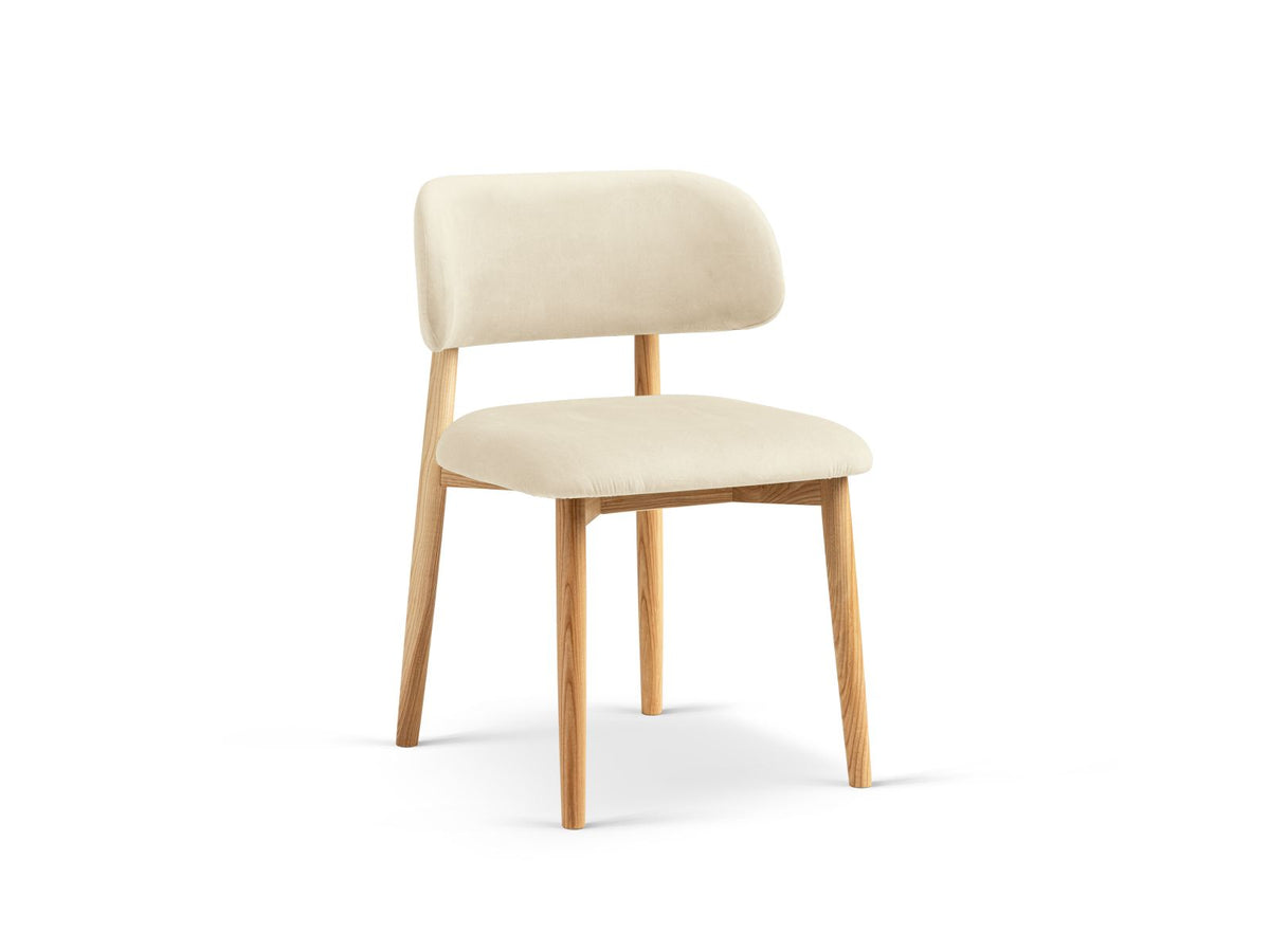 Sedia in Velluto, "Evan", 1 Posto, 49.5x51x77 - Avorio