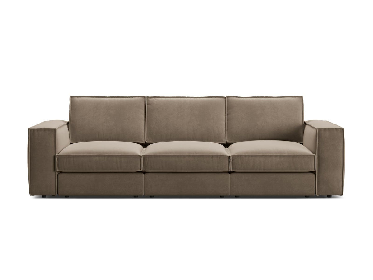 Divano Modulare in Velluto, "Pola", 4 Posti, 284x103x88 - Grigio Bruno
