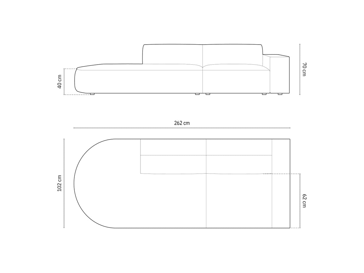 Divano, "Jodie", 3 Posti, 262x102x70, arrotondato