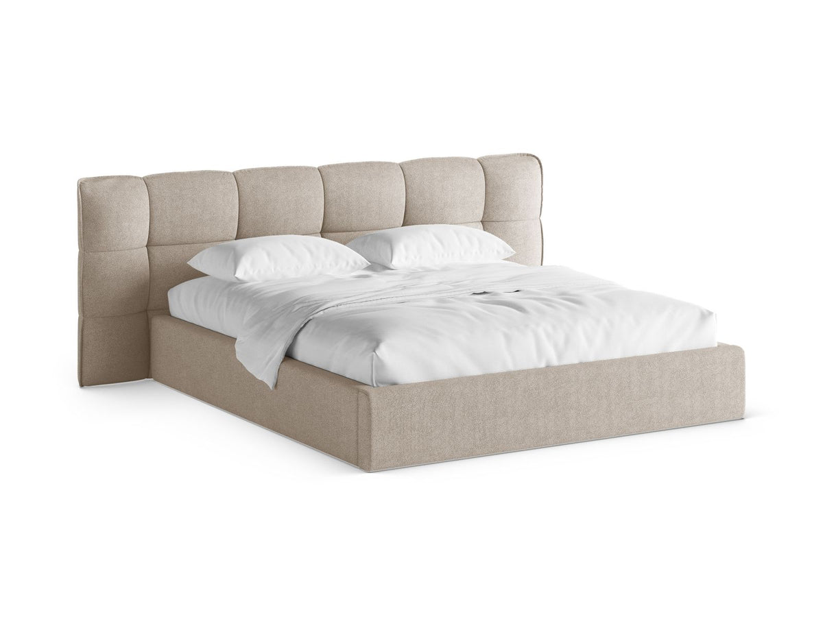 Letto Contenitore con Testata Eric Gambe plastica nera - Beige Scuro 160x200