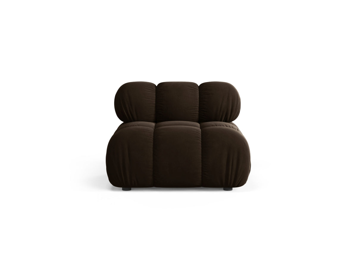 Modulo senza Braccioli in Velluto, "Bellis", 1 Posto, 94x94x70 - Marrone Scuro