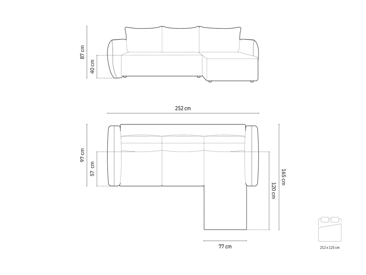 Divano Letto Angolare con Contenitore Kaelle, 4 Posti, 168x262x87