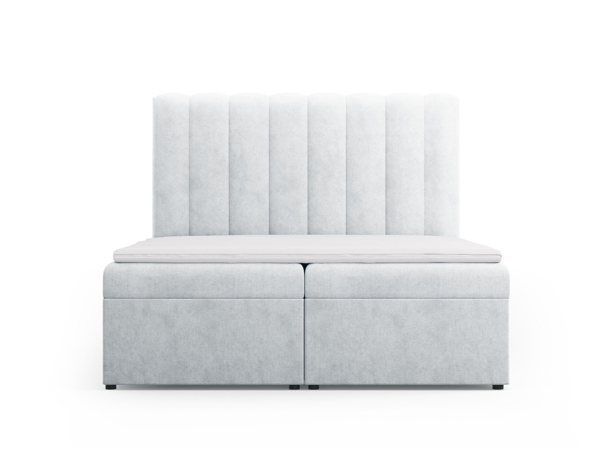 Letto Boxspring con Testata, Materasso e Topper Kelp - Grigio Chiaro 160x200