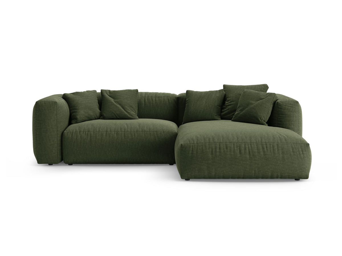 Divano Angolare Destro con Funzione Letto, "Martina", 4 Posti, 280x170x75 - Verde