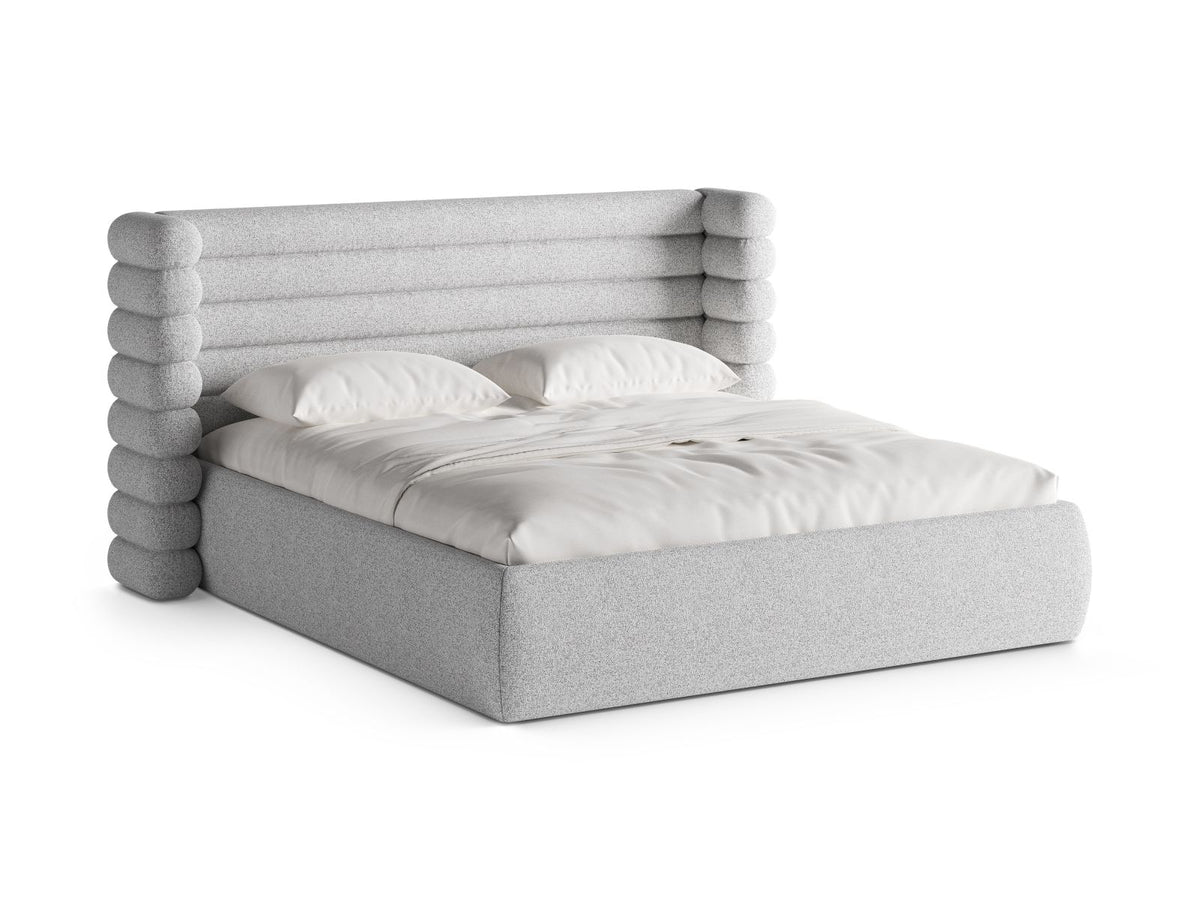 Letto con Contenitore e Testata, "Mount", 228x236x120 - Grigio Chiaro Melange