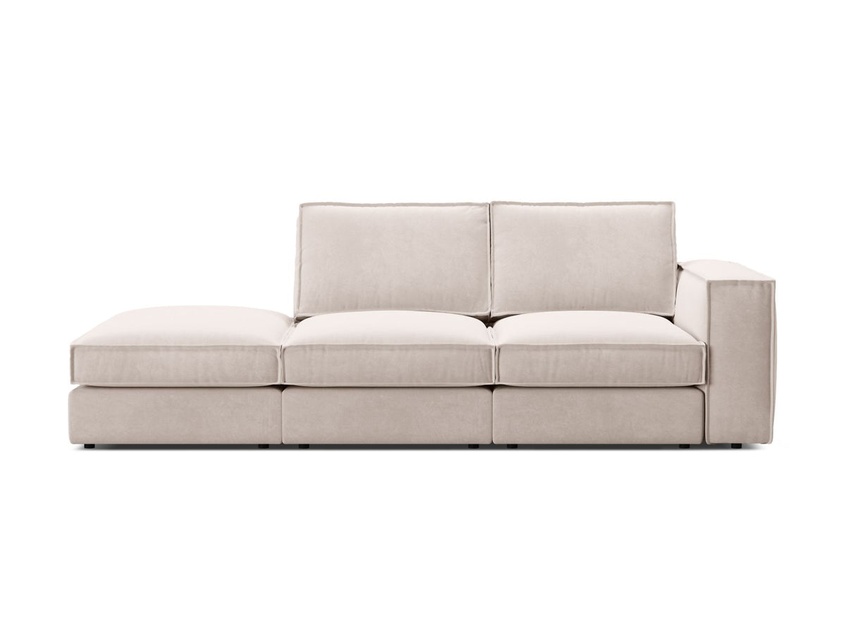 Divano Modulare Aperto Sinistro in Velluto, "Pola", 3 Posti, 259x103x88 - Beige