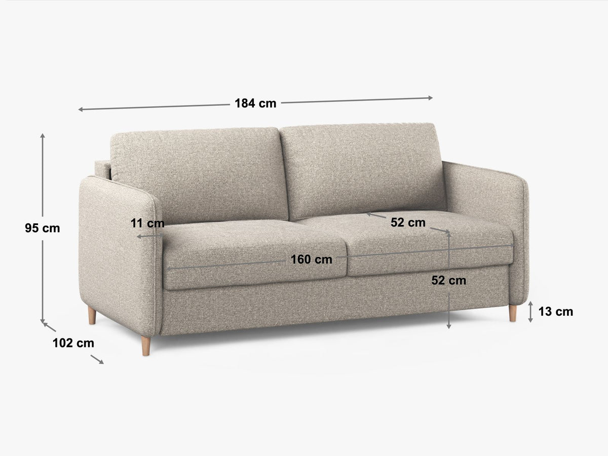 Divano Letto Simo, 3 Posti, 102x184x95