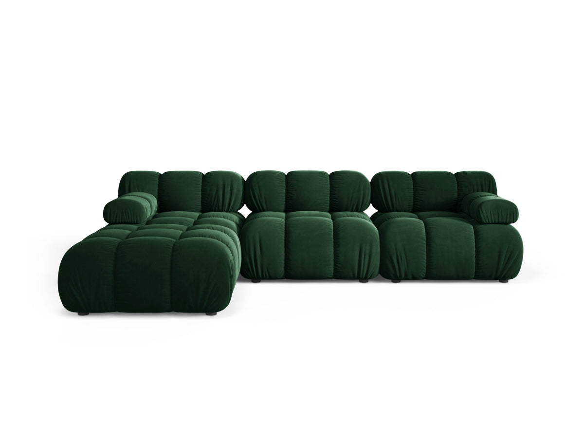 Divano Modulare in Velluto, "Bellis", 4 Posti, 282x188x70 - Verde Bottiglia