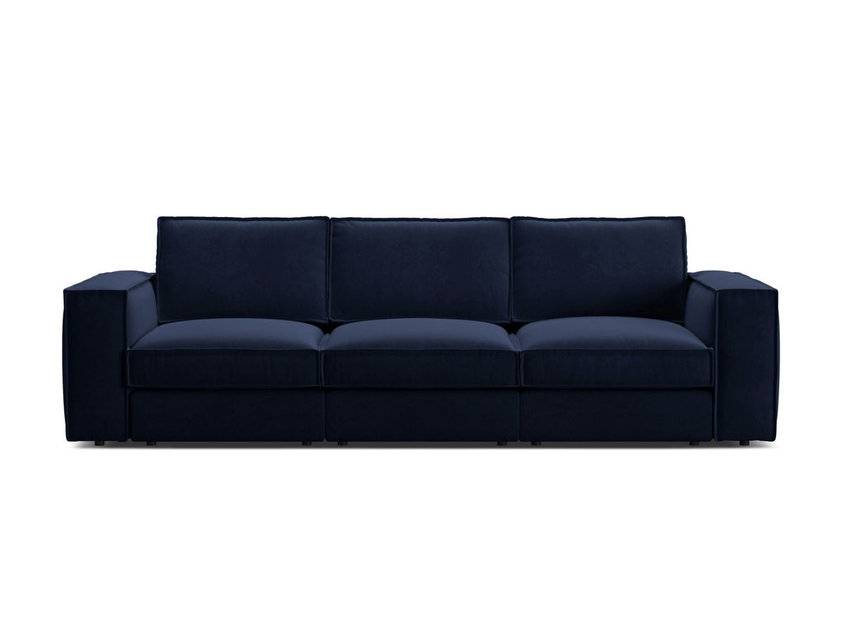 Divano Modulare in Velluto, "Pola", 4 Posti, 284x103x88 - Blu Royal