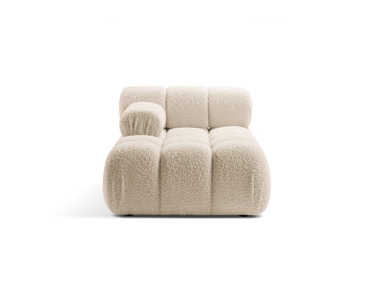 Chaise Longue Sinistra in Bouclé, "Bellis", 1 Posto, 155x94x70 - Beige Chiaro