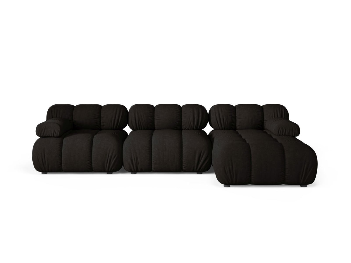 Divano Angolare Modulare Destro, "Bellis", 4 Posti, 282x155x70 - Nero