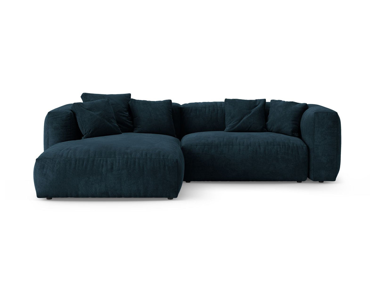 Divano Angolare Sinistro con Funzione Letto in Velluto, "Martina", 4 Posti, 280x170x75 - Petrolioio Profondo