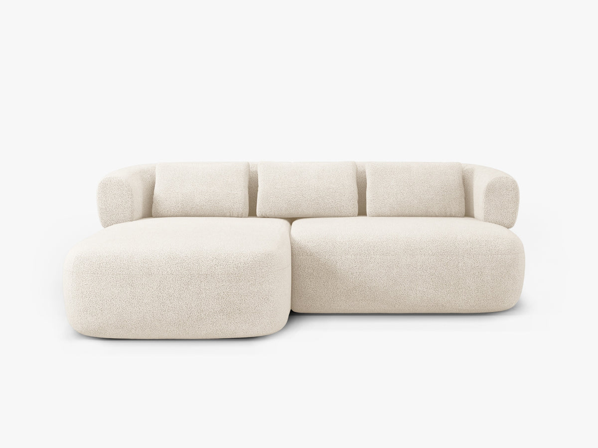Divano Angolare Sinistro in Bouclé, "Jenny", 5 Posti, 200x145x73 - Beige