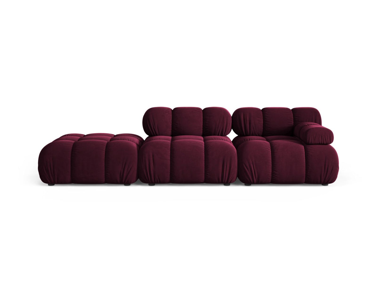 Divano Modulare Sinistro in Velluto, "Bellis", 4 Posti, 282x94x70 - Borgogna