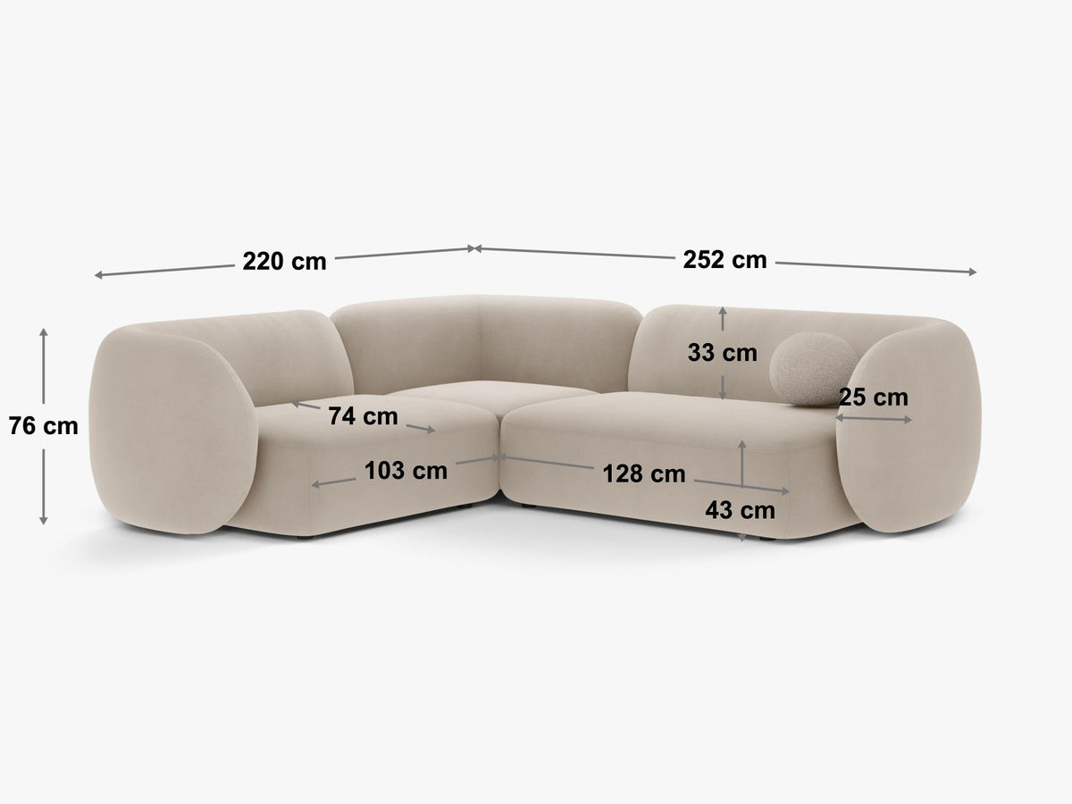 Divano Angolare Componibile Kate, 4 Posti, 220x252x76