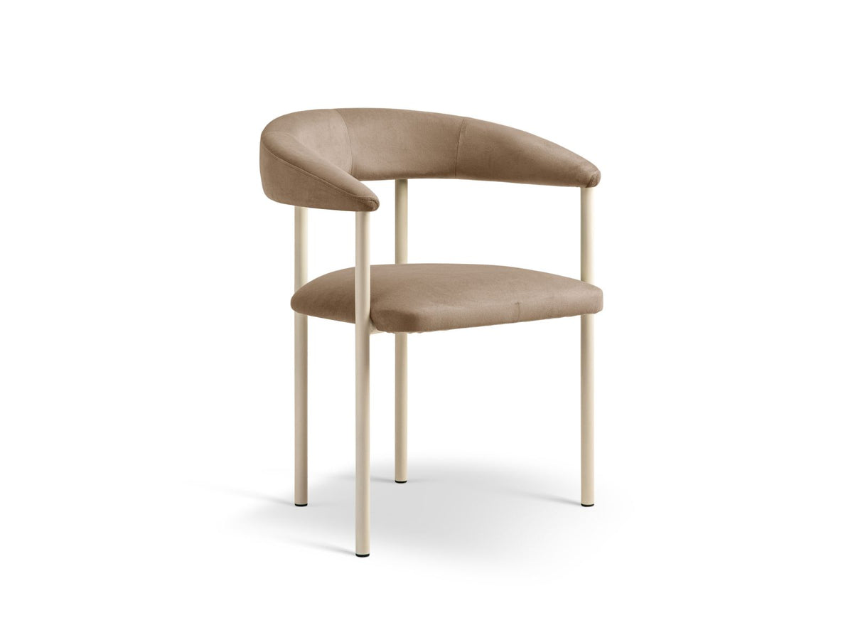 Sedia in Velluto, "Lea", 1 Posto, 56.5x53.5x74 - Beige Mandorla