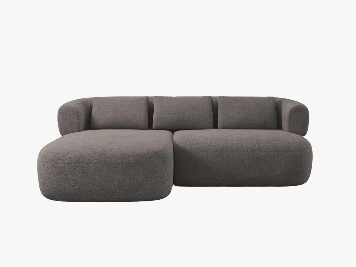 Divano Angolare Sinistro in Bouclé, "Jenny", 5 Posti, 200x145x73 - Grigio