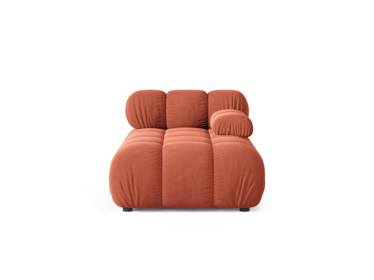 Chaise Longue Destra in Velluto, "Bellis", 1 Posto, 155x94x70 - Corallo