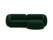 Divano Angolare Modulare Destro in Velluto, "Kate", 2 Posti, 255x176x76 - Verde Bottiglia
