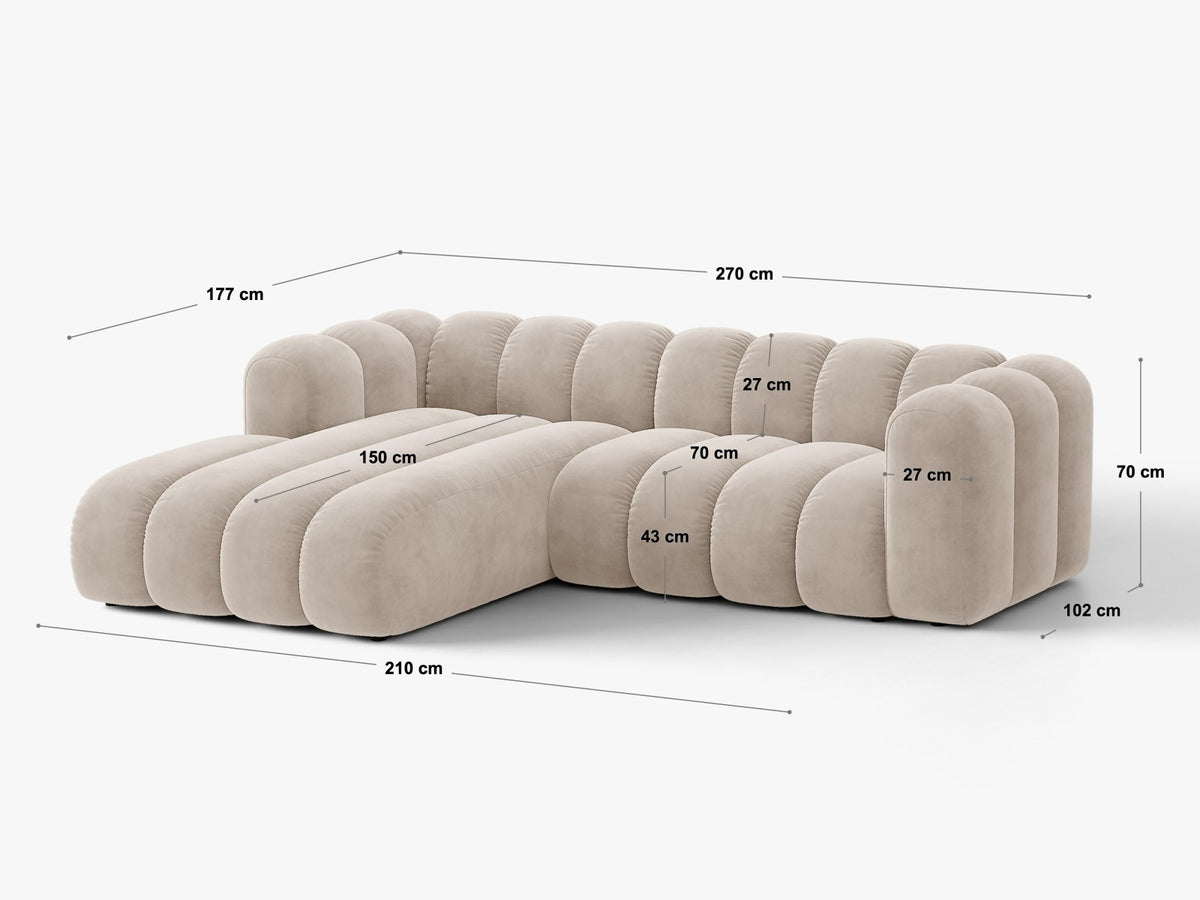Divano Letto Angolare con Contenitore Lupine, 4 Posti, 177x270x70